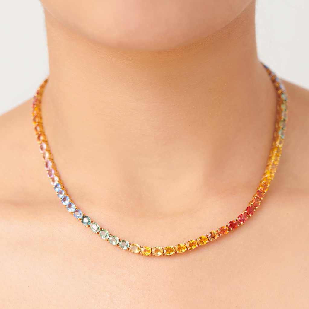 Rainbow Sapphire Tennis Necklace – T H E L I N E