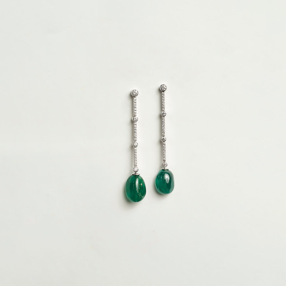 Long Diamond Sticks with Emerald Drops
