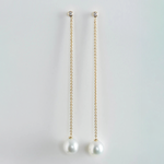 Planet Swing Earrings with Diamonds and Pearls