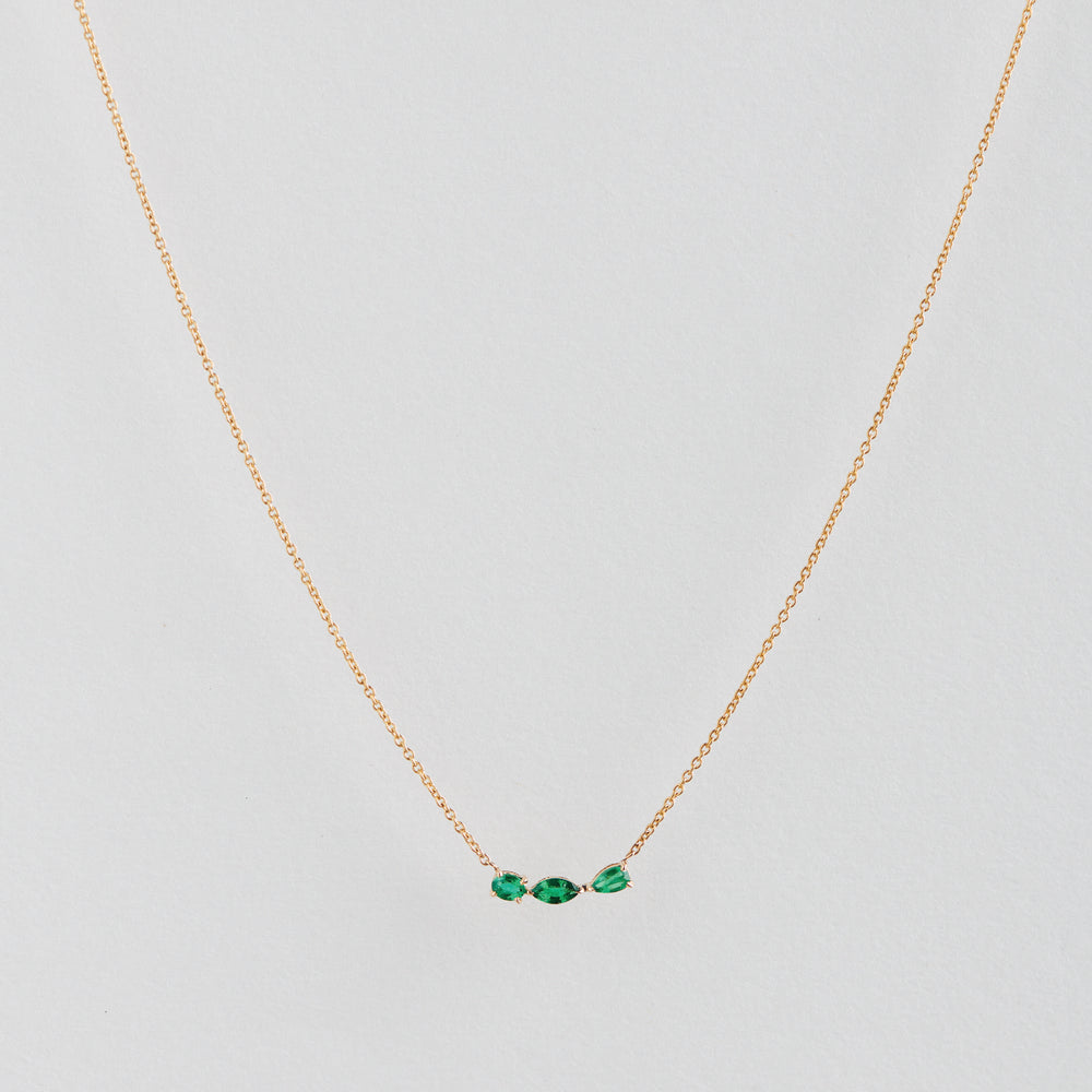 Curved Bar Emerald Necklace