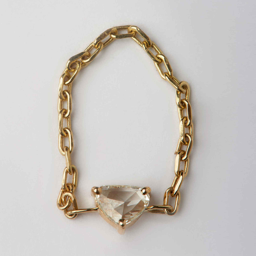 rosecut diamond ring on chain 18k gold