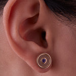 Centered Disc Studs with Sapphires