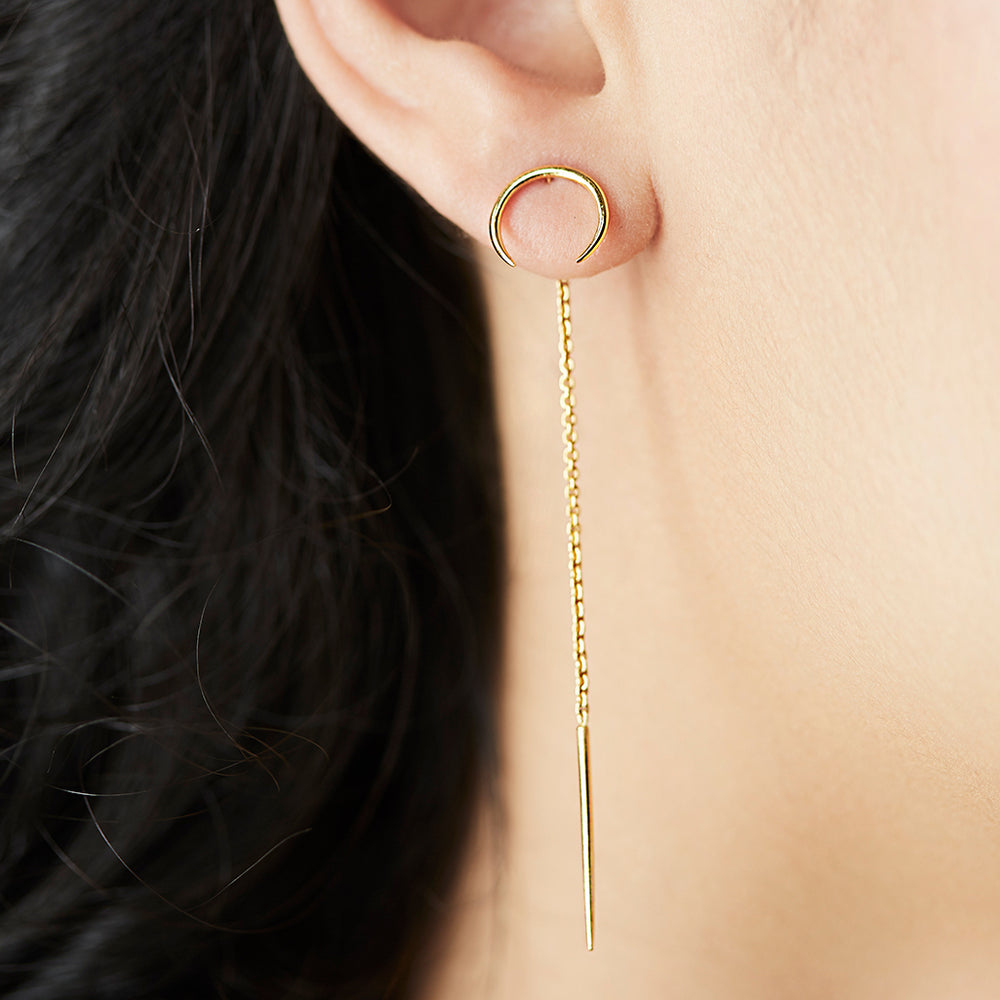 Crescent Stick & Chain Earrings