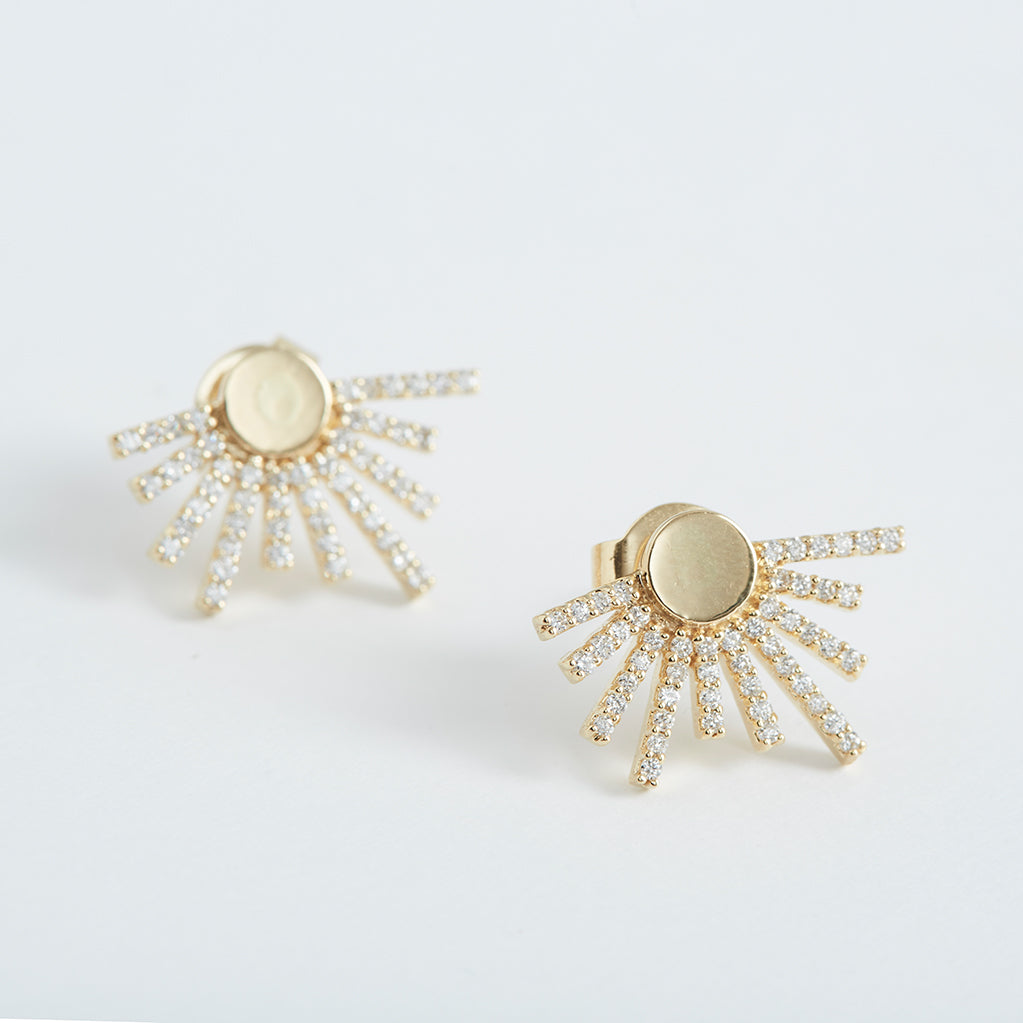Sunrise Earrings with Pave set Diamonds T H E L I N E