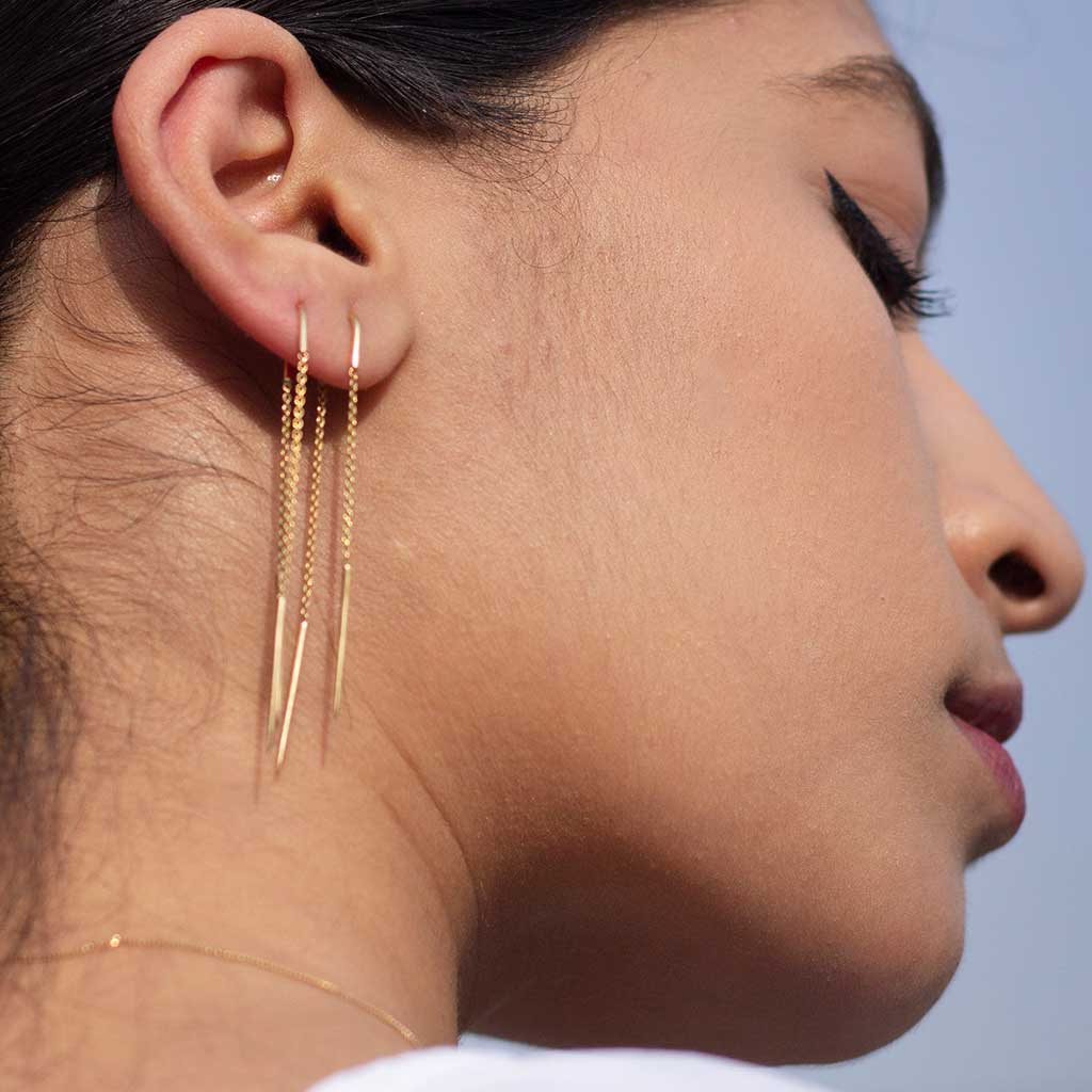 Double Stick and Chain Earrings - Main Image