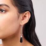 Diamond and Pearl Earrings with Onyx Drops