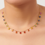 Rainbow Fringe Necklace in Emerald-Cut Sapphires