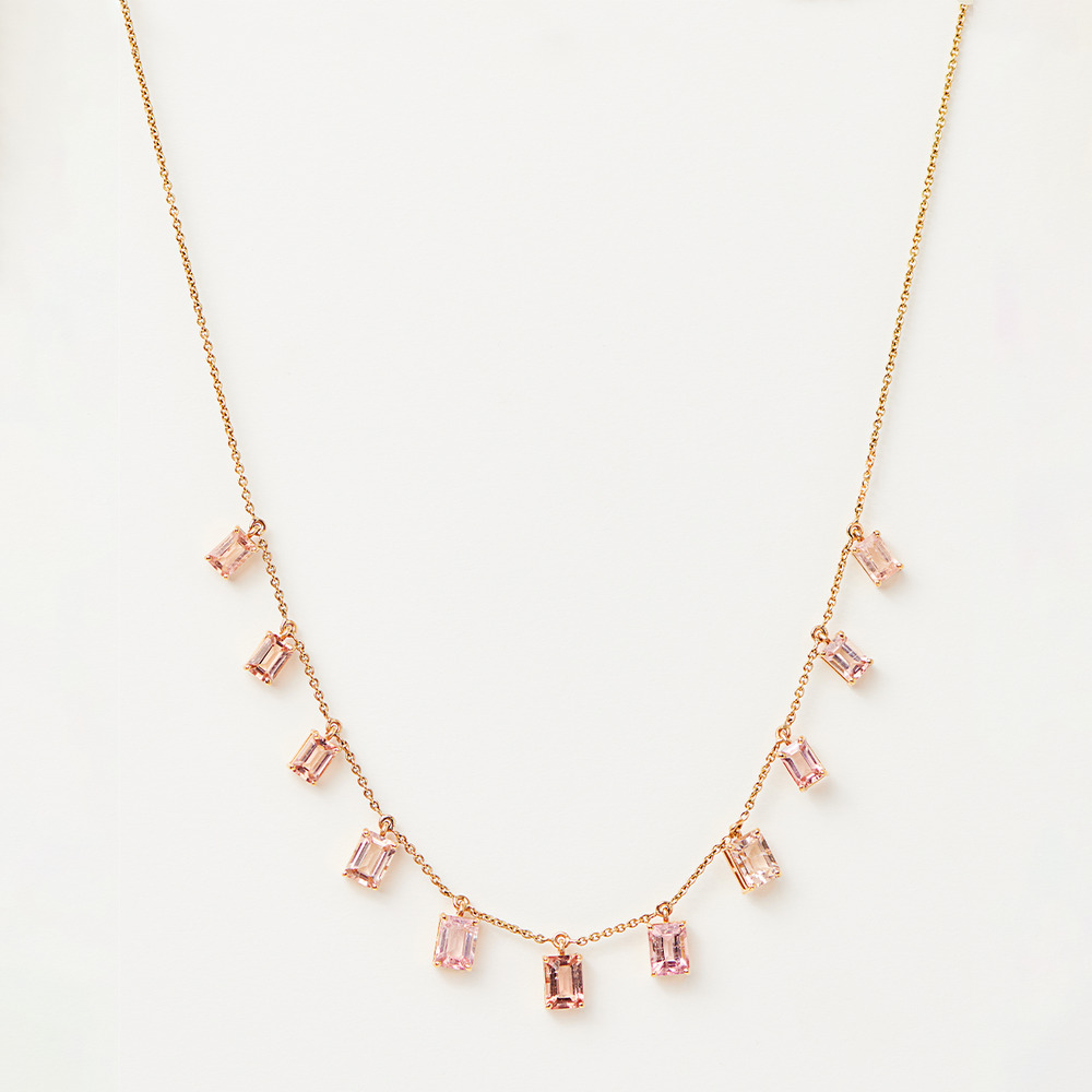 Ombre Pink Tourmaline Fringe Necklace