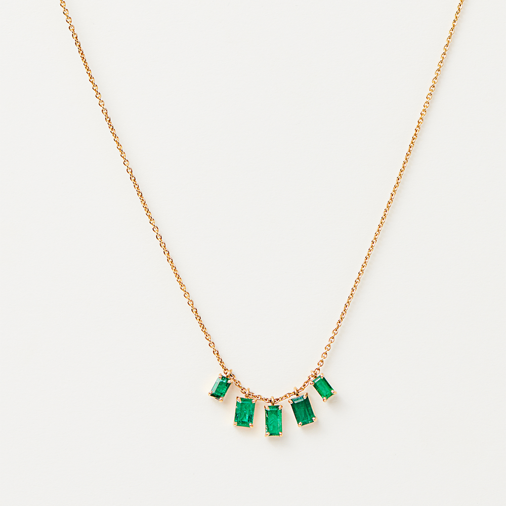 Emerald Fringe Bar Necklace