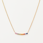 Curved Bar Necklace in Rainbow Sapphires