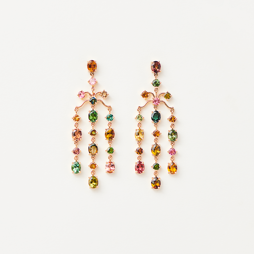 All-Colour Girandole Earrings with Tourmalines