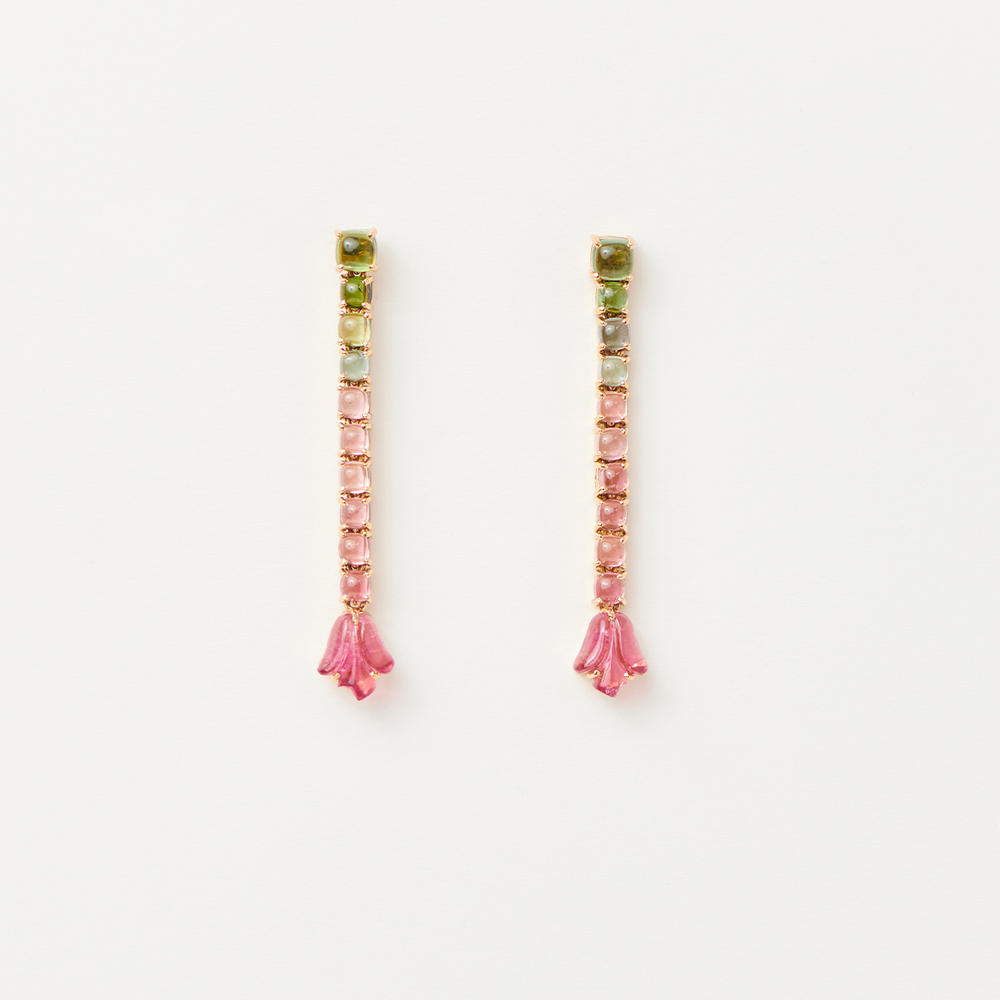 Ombre Tourmaline Flower Earrings