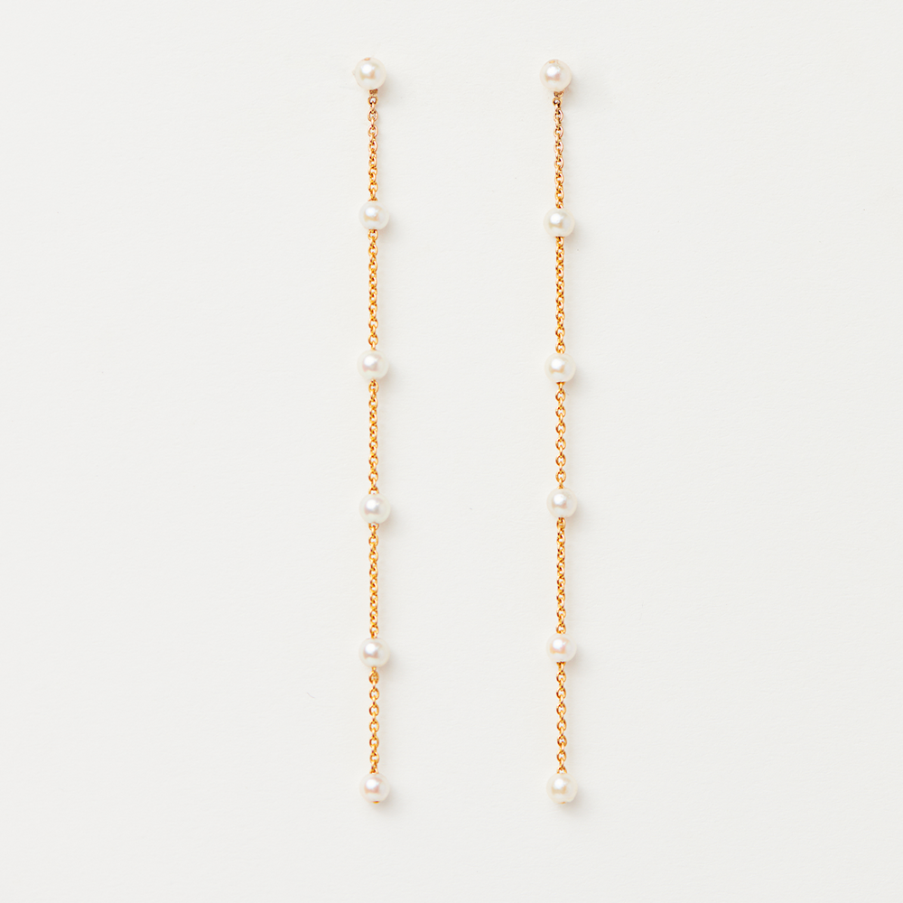 Pearl and Chain Long Earrings