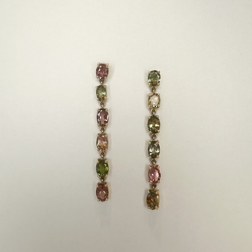 Mismatched Ombre Long Tourmaline Earrings