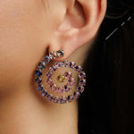 Spiral Multicoloured Sapphire Earrings