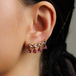 Rosecut Diamond and Ruby Earpin