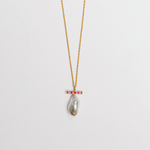 Ruby Bar and Baroque Pearl Necklace
