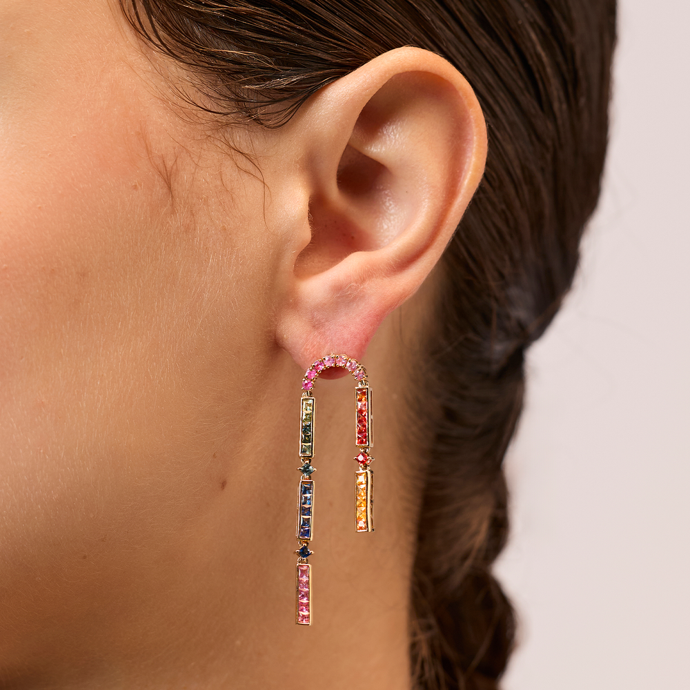 Somewhere Over the Rainbow Earrings With Sapphires