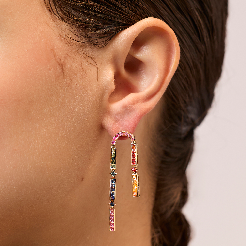 Somewhere Over the Rainbow Earrings With Sapphires
