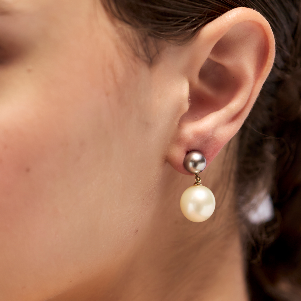 Aina Earrings with South Sea and Tahiti Pearls