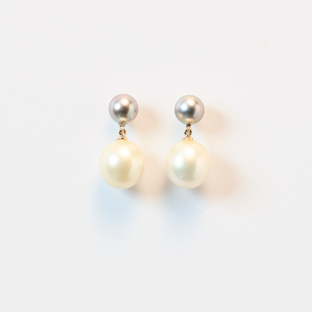 Aina Earrings with South Sea and Tahiti Pearls