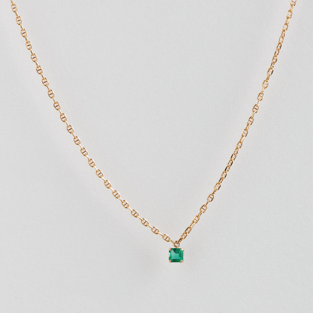 Ivy” silver gold plated square emerald necklace – Gemma Azzurro