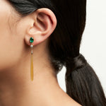 Chalcedony, Emerald and Diamond Earrings