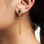 Chalcedony, Emerald and Diamond Earrings