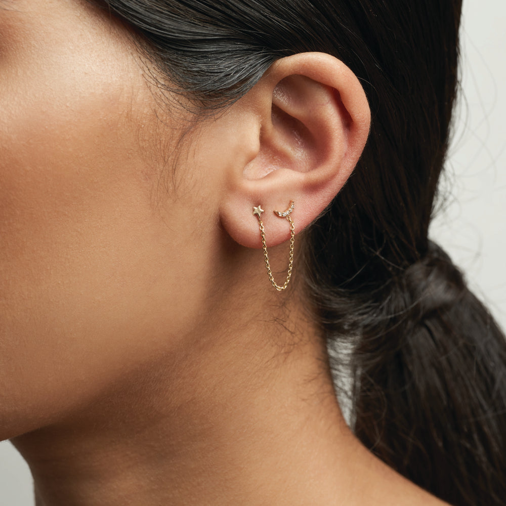 Light Weight Diamond Earrings | Upper ear earrings, Temple jewellery  earrings, Tiny gold earrings