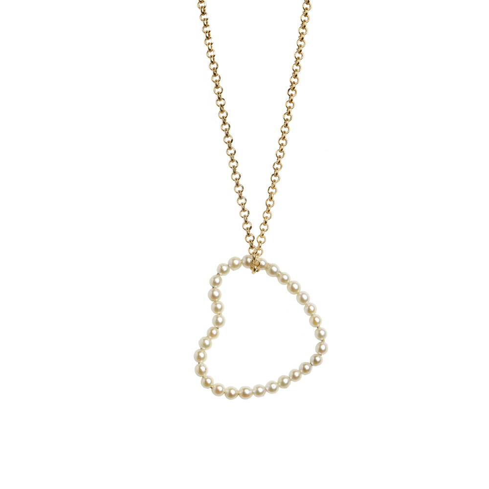 All-Heart Loop in Pearls on Chain