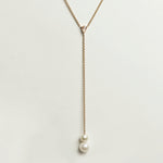 Diamond and Pearl Lariat Necklace