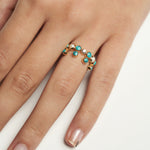 Rani Turquoise, Diamond and Pearl Ring