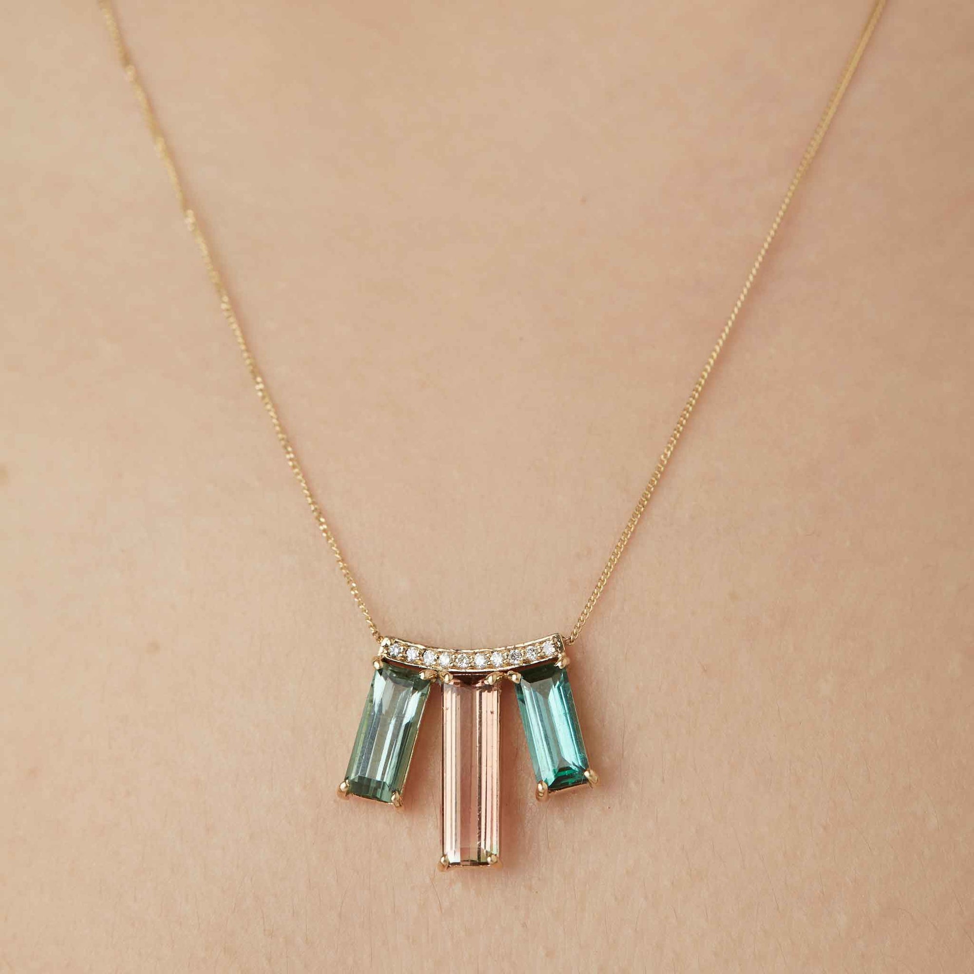 Gold Pavé Vertical Love Necklace | Tiny Tags