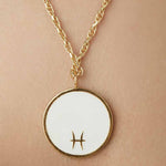 reversible zodiac necklace in 18k gold enamel diamonds