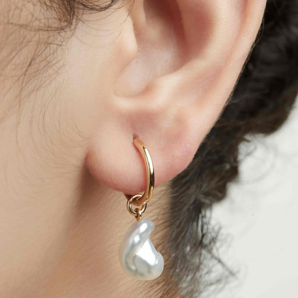 Baroque Pearl 2+1 Mismatched Loops on Hoops