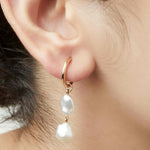 Baroque Pearl 2+1 Mismatched Loops on Hoops
