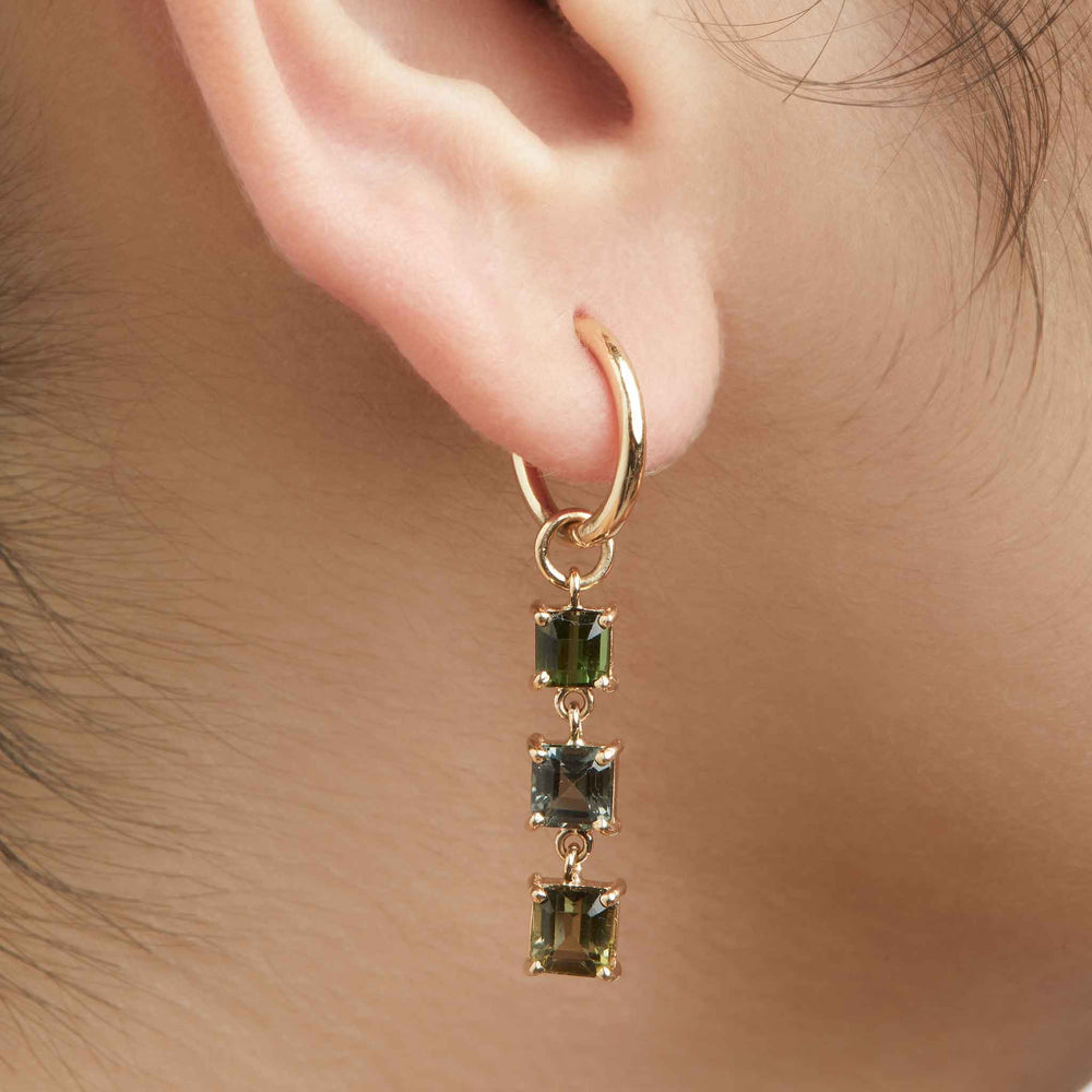 mismatched tourmaline earrings loops hoops 18k gold