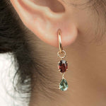Mismatched Ombre Tourmaline Loops (2+1) + Small Hoops