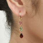 Mismatched Ombre Tourmaline Loops (3+2) + Small Hoops