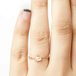 rosecut diamond ring on chain 18k gold