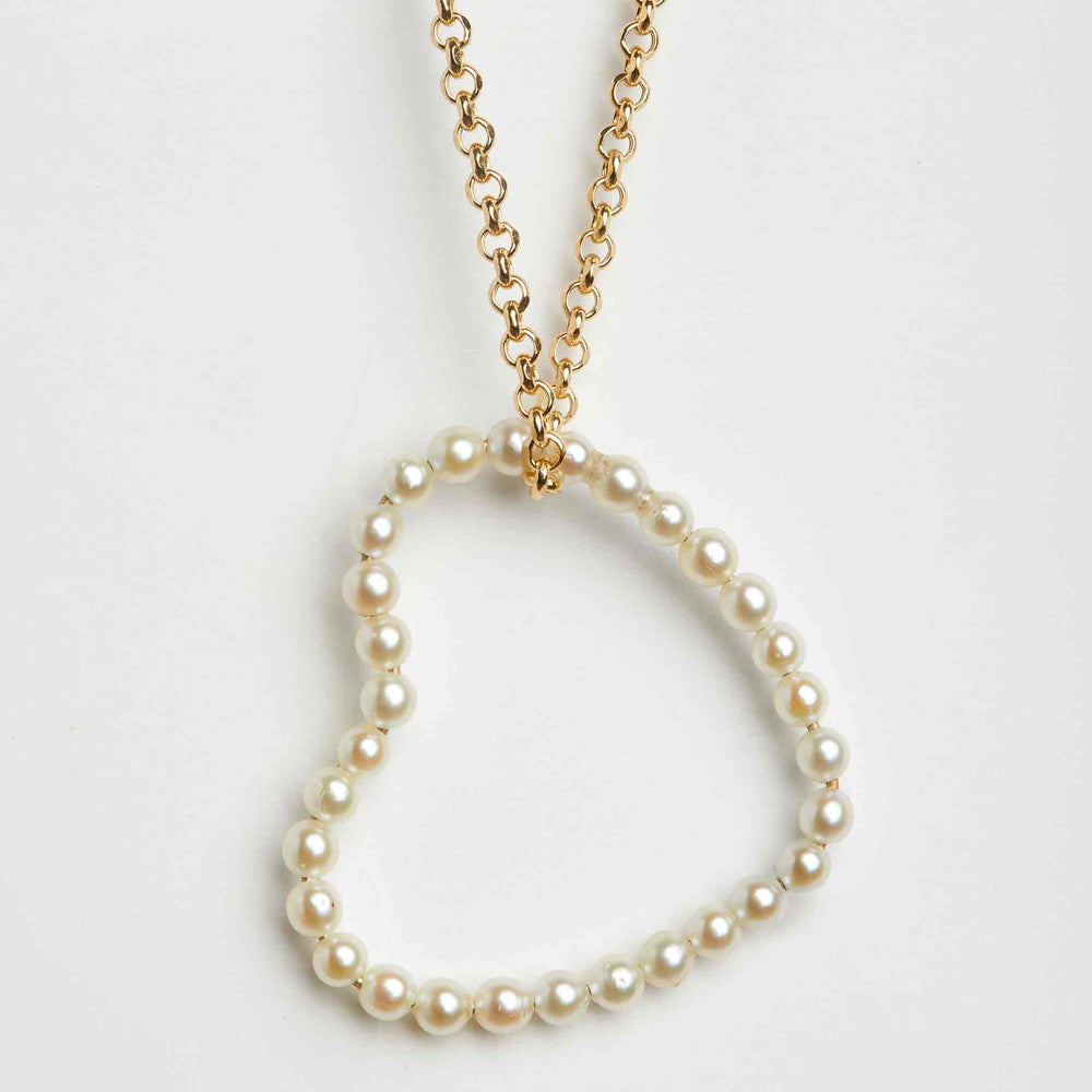 All-Heart Loop in Pearls on Chain