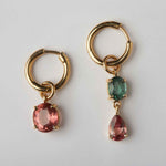 mismatched tourmaline earrings hoops 18k gold 