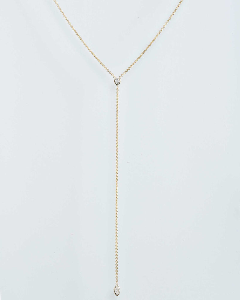 Diamond Lariat Necklace with Mixed Shapes