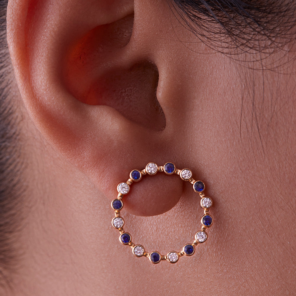 Always & Forever Hoop Studs with Blue Sapphires & Diamonds