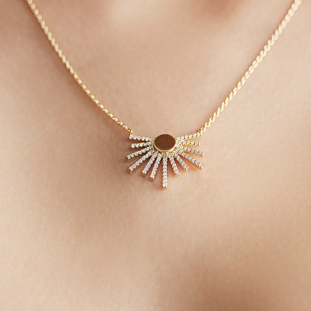 Sunrise Necklace with Pave-set Diamonds