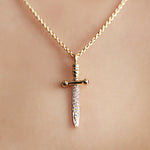 Sword Necklace (Small) with Pave-set Diamonds and Rubies