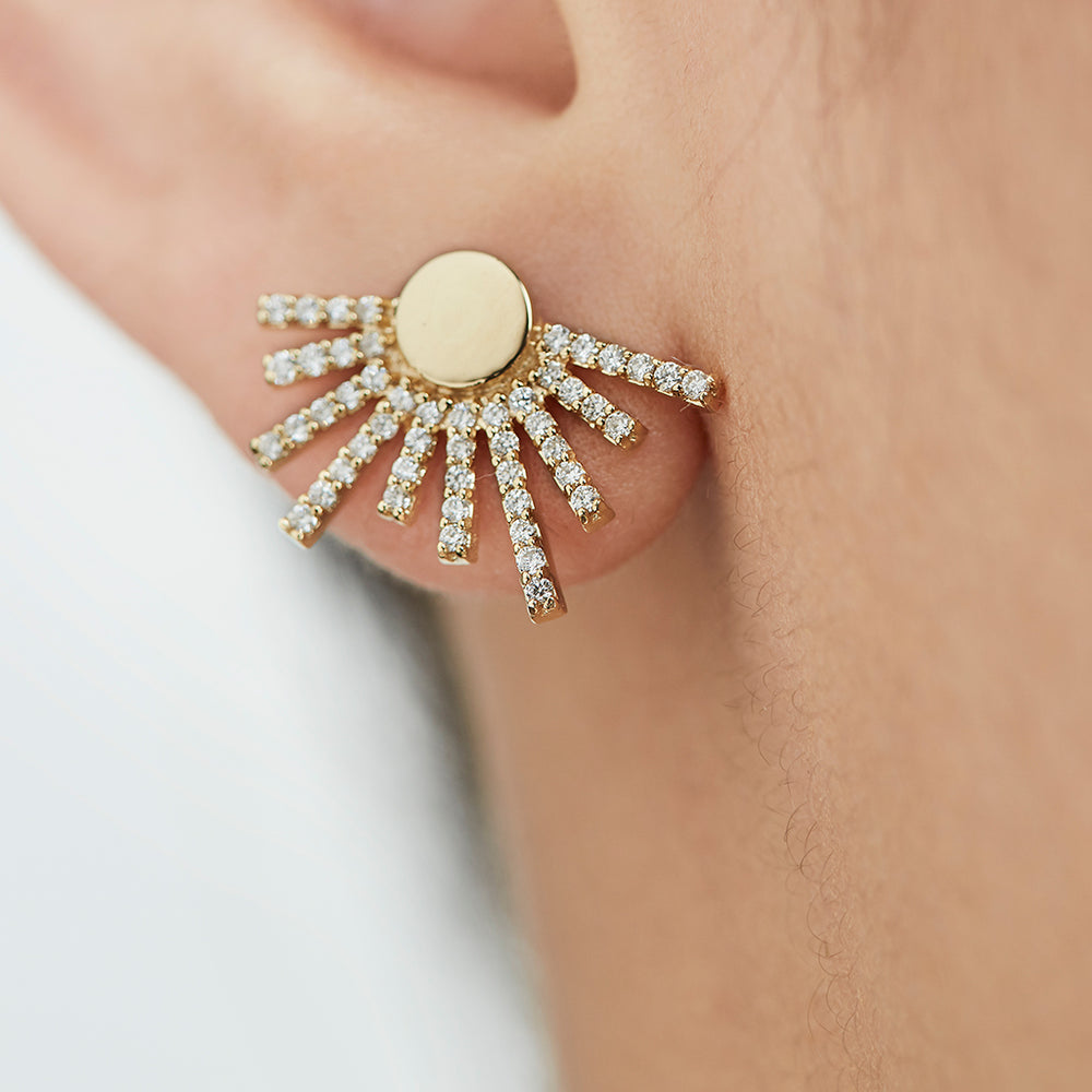 Sunrise Earrings with Pave-set Diamonds