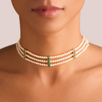 Geeta Choker Necklace with Akoya Pearls ft. Gemfields Zambian Emeralds