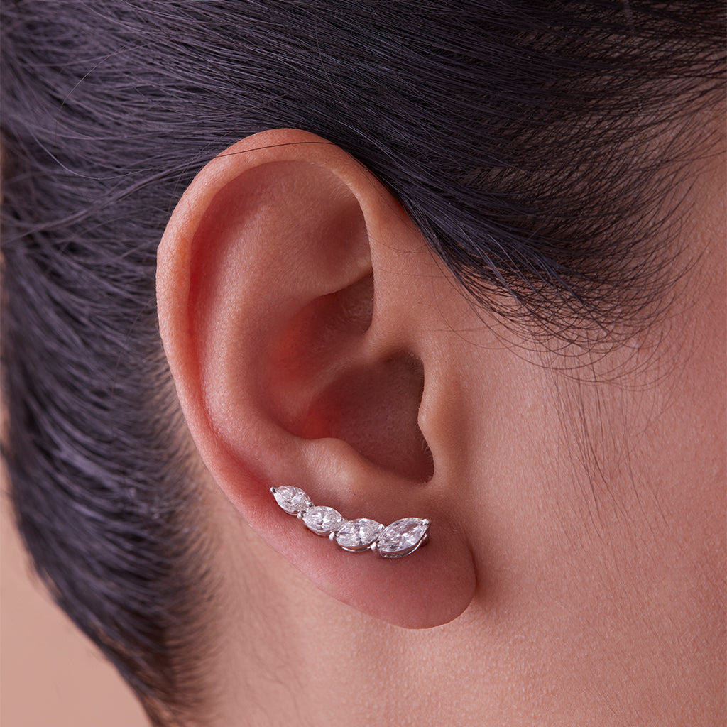 Real Diamonds Daily Wear 14k White Gold Marquise Cut Diamond Earrings,  1.46gm, 14 Kt at Rs 232000/piece in Surat