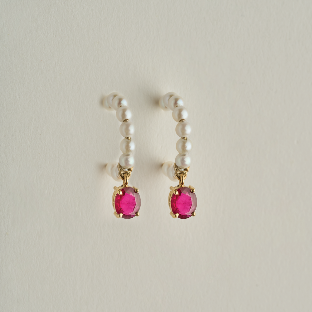 Kundal Earrings with Akoya Pearls ft. Gemfields Mozambique Rubies